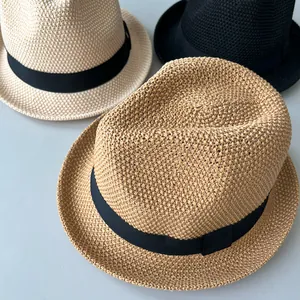 Set di cappelli fedora jazz all'uncinetto fatti a mano per la protezione solare estiva in colori