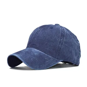Gorra de béisbol de algodón lavado azul marino desgastada para hombre, protección solar.