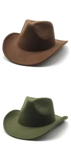 Sombreros de vaquero occidentales de fieltro de lana retro en colores marrón y verde oliva