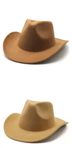 Imagen detallada de la textura de sombreros de vaquero retro de fieltro de lana camel