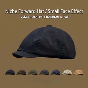 British Vintage Newsboy Cap For Women Men Cotton Octagonal Beret Hat Fashion Solid Color Short Brim Flat Cap Adjustable Casual Painter Cap