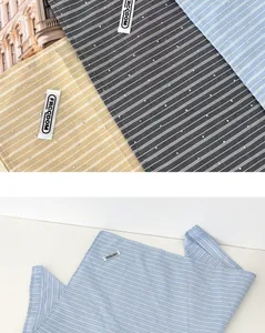 Gedetailleerd overzicht van de lichtblauw gestreepte bandana met FRCCDOM-label.