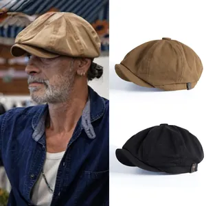 Unisex British Vintage Newsboy Cap Retro Octagonal Baker Boy Hat For Men Women Cotton Woolen Beret Peaky Blinders Style Cabbie Flat Cap