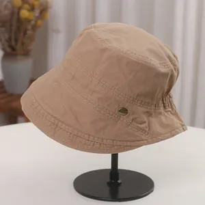 Japanese Retro Women Cotton Bucket Hat Foldable Pleated Sunshade Basin Hat For Summer Spring Autumn Outdoor Travel