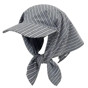 Gestreepte retro hoofddoek hoed met zonbescherming klep voor casual zomerstijl