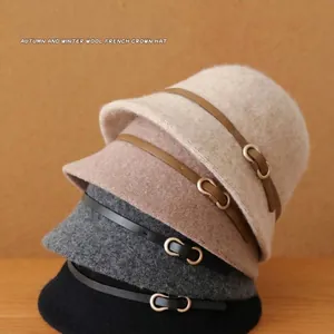 Élégants chapeaux cloche en laine de style français pour femmes en plusieurs couleurs pour l'hiver