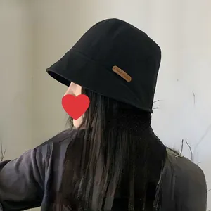 Cappello alla Pescatora in Cotone Stile Giapponese da Donna Cappello da Sole Pieghevole con Toppa in Pelle Viaggio Estivo