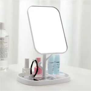 Specchio da trucco bianco con vassoio portaoggetti e portagioie a forma di ramo