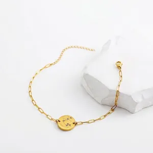 18K gold plated stainless steel Sagittarius constellation chain bracelet with charm