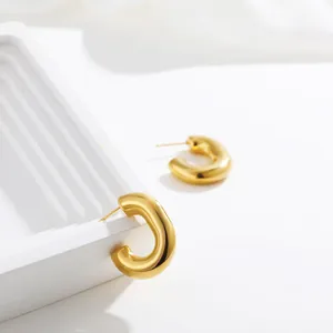 Eleganti orecchini a cerchio grossi a forma di U in acciaio inossidabile placcato oro 18K