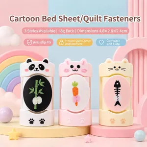 Cartoon Animal Duvet Clips Needle-Free Bed Sheet Holder Anti-Slip Buckle For Quilt Sheet Panda Rabbit Cat Home Accessories