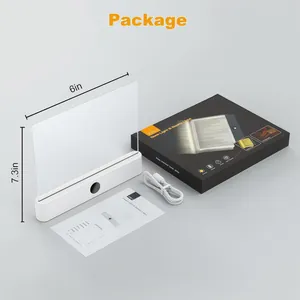 Portable LED flat panel book light set with USB cable and packaging box