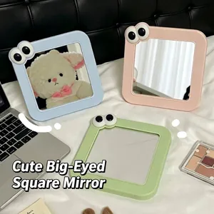 Espejo de Maquillaje de Sobremesa Con Ojos Grandes Espejo de Tocador Plegable Cuadrado Portátil Para Dormitorio de Estudiantes Oficina Decoración de Casa