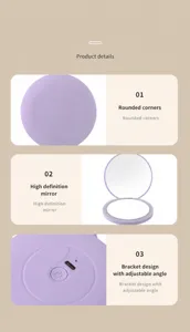 Close-up views of LED makeup mirror featuring rounded corners and high definition surface