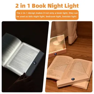 2-in-1 rechargeable LED flat book light with digital display for night reading