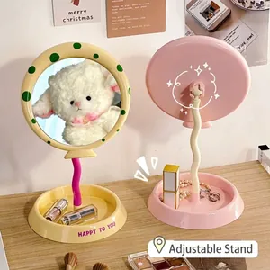 Cute balloon-shaped desktop makeup mirror with adjustable stand and storage tray