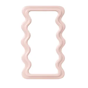 Modern pink wavy wall mirror with cream aesthetic for bedroom vanity and bathroom decor