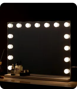 Grande specchio da trucco a LED rettangolare con 14 lampadine per un makeup perfetto