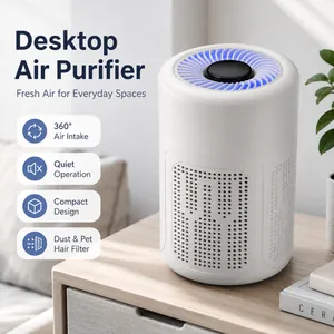 Desktop Air Purifier For Home Office Quiet Small Portable HEPA Filter Smoke Odor Formaldehyde Remover White Modern Minimalist Design