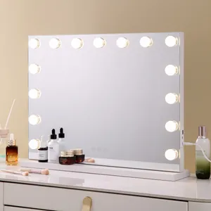 Grande specchio da trucco a LED professionale con lampadine per trucco da scrivania