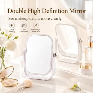 Beidseitiger HD-rotierender Tisch-Make-up-Spiegel im eleganten Creme-Stil