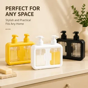 Dual Pump Soap Dispenser PP PETG Double Compartment Lotion Bottle For Kitchen Bathroom Hands Dishes Press Bottle Hotel Home Storage