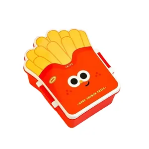 Niedliche Brotdose für Schüler in Form von Pommes Frites, rot und gelb gestaltet