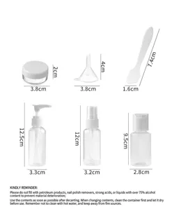 6pcs Portable travel bottle set with spray pump cream jar and funnel for skincare