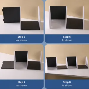 Detaillierte Montageanleitung für ein modulares DIY-Eckregal in Schwarz-Weiß-Optik