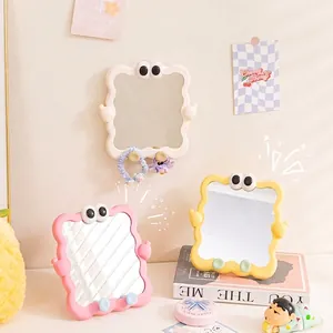 Cute wavy desktop makeup mirror with big eyes, wall-mounted or standing design