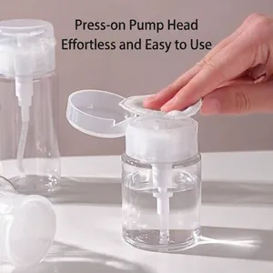 Flacon pompe de voyage transparent pour soins de la peau, pressé avec un coton à démaquiller