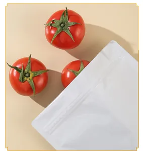 Bolsa de papel de aluminio blanco con cierre para guardar alimentos