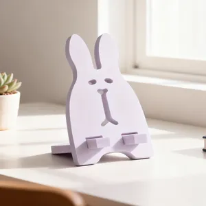 Supporto per telefono minimalista a forma di coniglio lavanda per organizzazione scrivania.