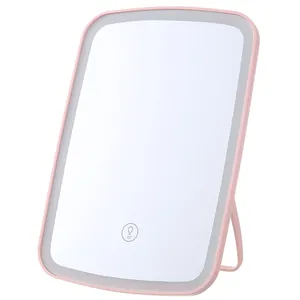 Specchio per il trucco a LED portatile con supporto pieghevole e sensore touch luce