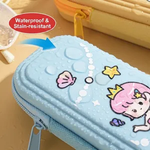 Estuche escolar azul impermeable con un lindo diseño de sirena para niños pequeños