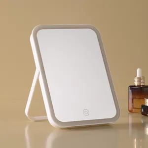 Professional portable desktop LED makeup mirror with adjustable touch light and foldable stand