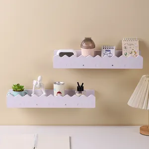 White Wavy Edge Wall Mounted Floating Shelves Kids Room Nursery Decor Storage Racks Wood Plastic Board Display Ledge