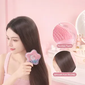 Süße rosa sternförmige Treibsand-Haarbürste mit Einhorn für die tägliche Haarpflege