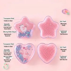 Süße rosa Cartoon Treibsand Luftkissen Massage Haarbürste in Stern- und Herzform