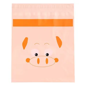 Cute pink self-adhesive disposable car trash bag featuring a charming cartoon pig face design