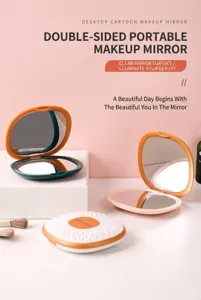 Detailed view showing the textured casing and double-sided design of the folding mirror