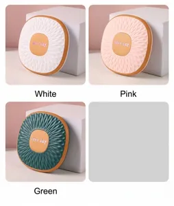 Detailed view of portable square double-sided folding makeup mirrors in multiple colors