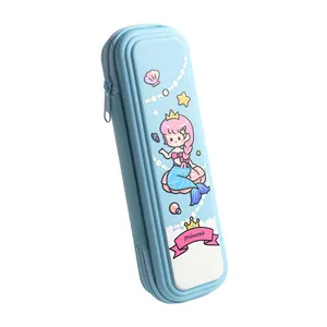 Estuche de lápices de princesa sirena azul claro impermeable para niños gran capacidad