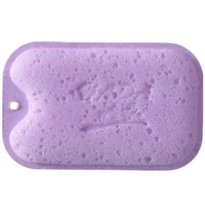 Purple wood pulp cotton kitchen cleaning sponge with high absorbency and hanging hole