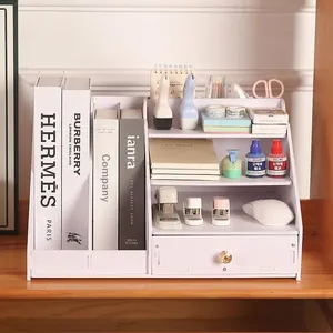 Organizzatore da scrivania bianco con cassetti e scomparti per file da ufficio
