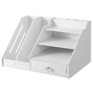 Organizzatore da scrivania bianco a più livelli con cassetto per documenti A4 ufficio
