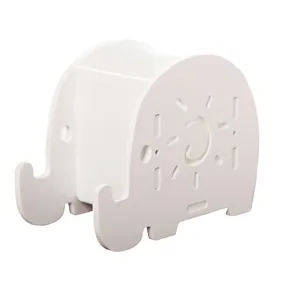 Portapenne carino a forma di elefante in legno bianco con supporto per cellulare desk