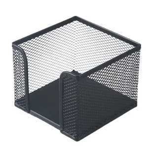 Schwarzer Zettelhalter aus Metallgeflecht und Schreibtisch-Organizer für Bürobedarf