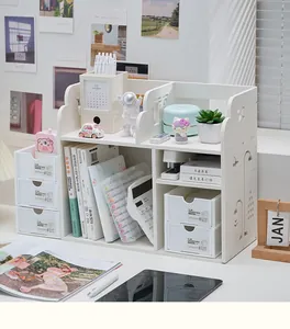 Gran estante organizador de escritorio blanco de madera con compartimentos para oficina