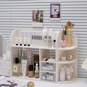 Organizador de Escritorio Estante Blanco Estantería Multicapa Con Cajones Para Escritorio Oficina Estante De Almacenamiento